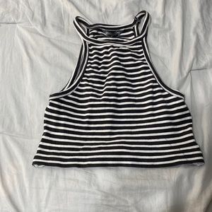 Billabong dark grey and white stripped racer back tank top. Size s.